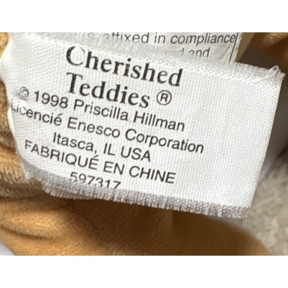 Cherished Teddies Ava 1998 Plush Bear Pink Bow Priscilla Hillman - Picture 4 of 6